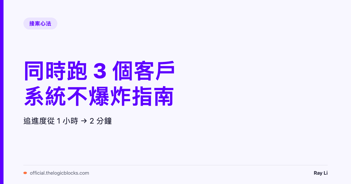 同時跑 3 個客戶，我用什麼系統讓事情不爆炸
