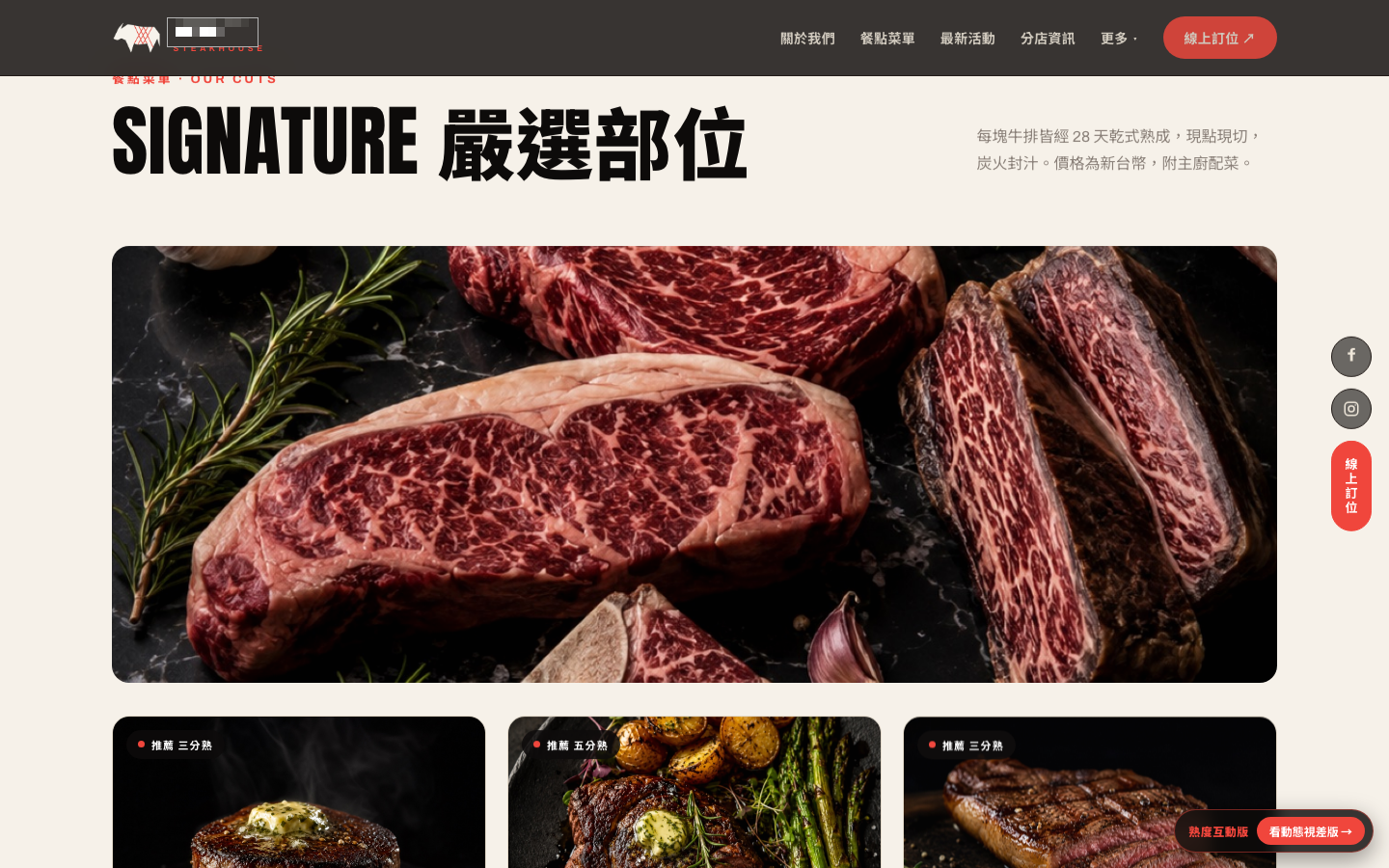 招牌乾式熟成部位展示
